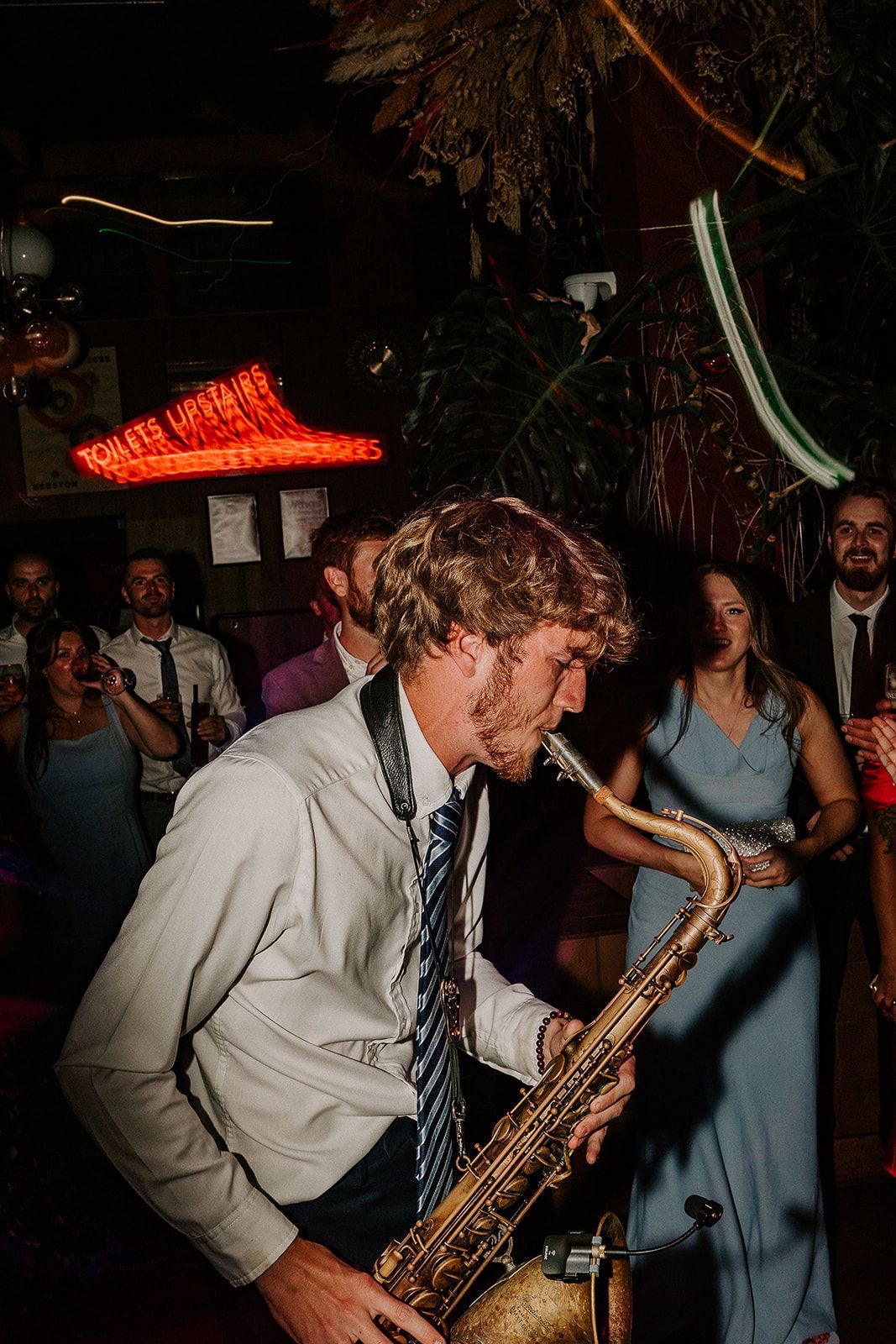 Me playing tenor saxophone on the dancefloor at Beeston Social Club